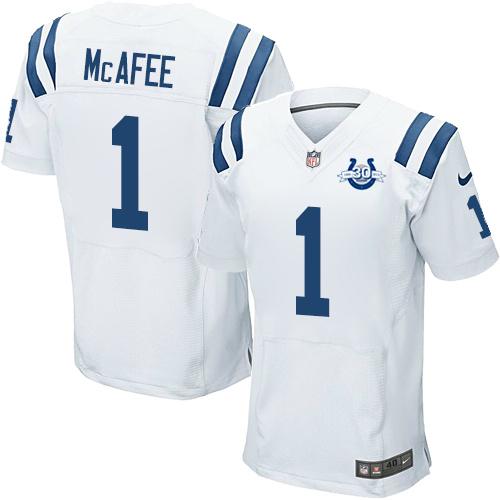 Nike Indianapolis Colts 1 Pat McAfee Elite White 30th Seasons Patch NFL Jerseys