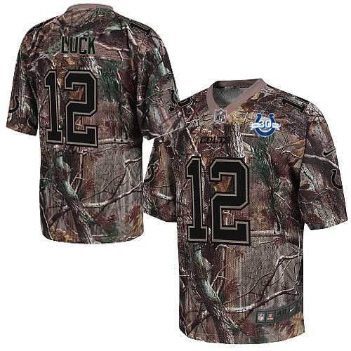 Nike Indianapolis Colts 12 Andrew Luck Camo Elite 30th Seasons Patch NFL Jerseys