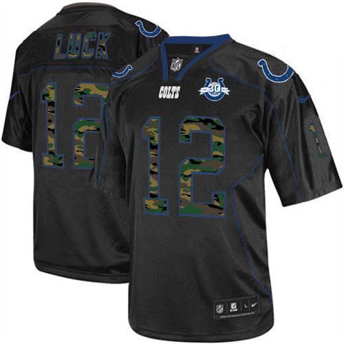 Nike Indianapolis Colts 12 Andrew Luck Elite Black Camo Fashion 30th Seasons Patch NFL Jerseys