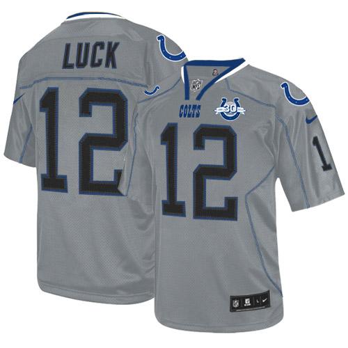 Nike Indianapolis Colts 12 Andrew Luck Elite Lights Out Grey 30th Seasons Patch NFL Jerseys