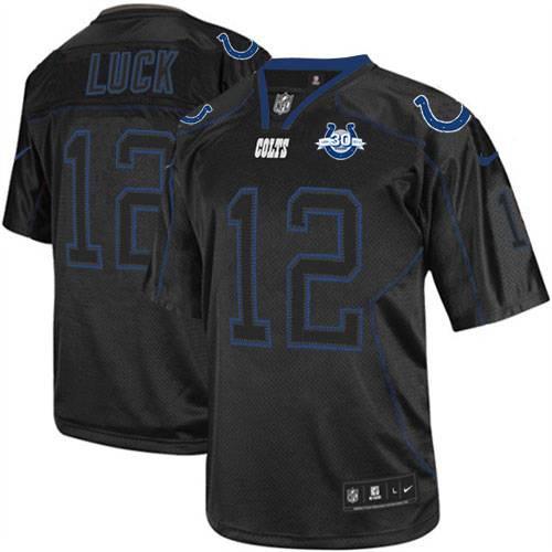 Nike Indianapolis Colts 12 Andrew Luck Light Out Black Elite 30th Seasons Patch NFL Jerseys