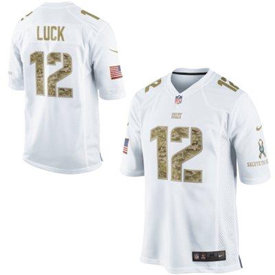 Nike Indianapolis Colts 12 Andrew Luck White Salute to Service Game NFL Jersey