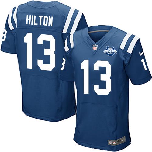 Nike Indianapolis Colts 13 T.Y. Hilton Elite Blue 30th Seasons Patch NFL Jerseys