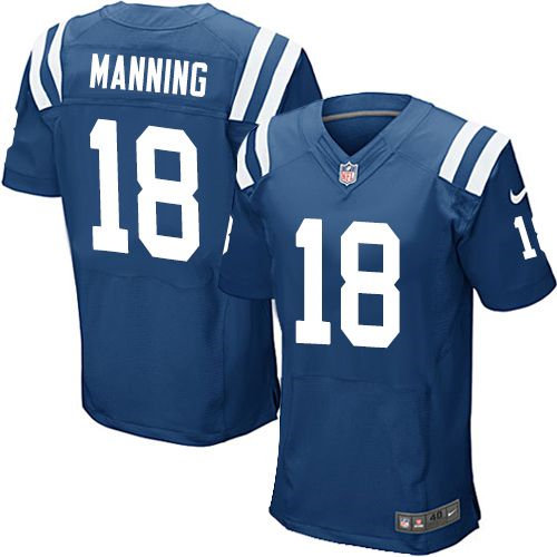 Nike Indianapolis Colts 18 Peyton Manning Royal Blue Team Color NFL Elite Jersey