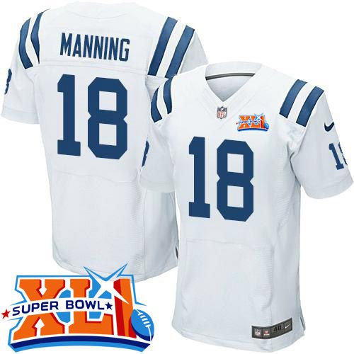 Nike Indianapolis Colts 18 Peyton Manning White Super Bowl XLI NFL Elite Jersey