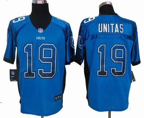 Nike Indianapolis Colts 19# Johnny Unitas Drift Fashion Blue Elite Jerseys