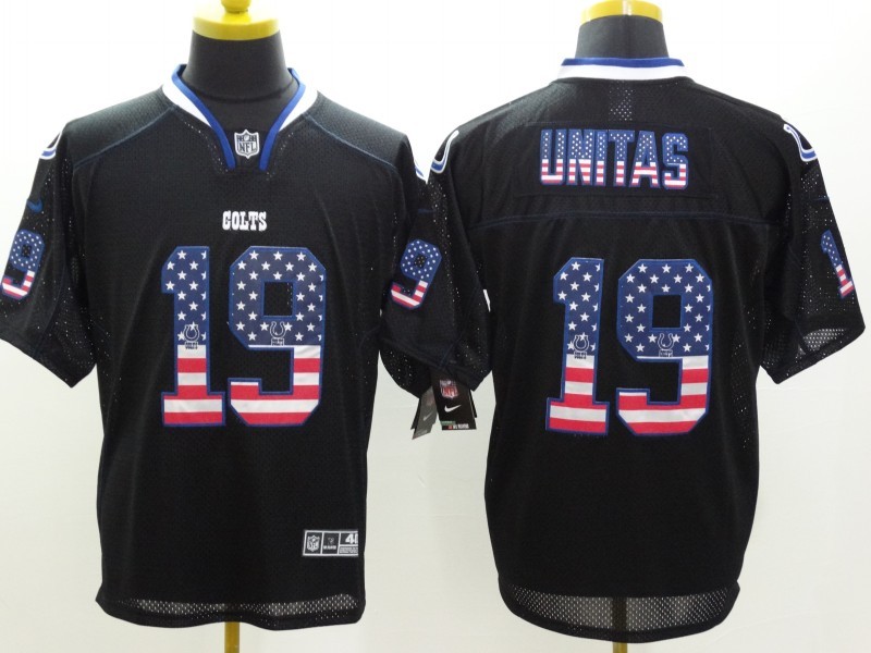 Nike Indianapolis Colts 19 Johnny Unitas Black USA Flag Fashion Elite NFL Jerseys
