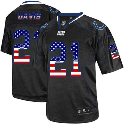 Nike Indianapolis Colts 21 Vontae Davis Black NFL Elite USA Flag Fashion Jersey