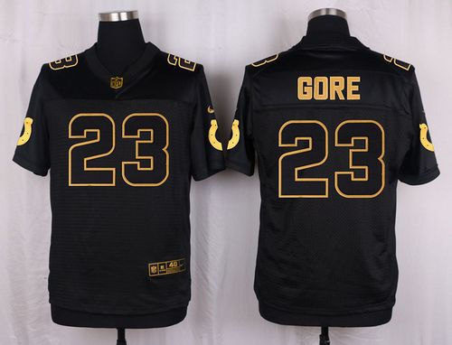 Nike Indianapolis Colts 23 Frank Gore Black NFL Elite Pro Line Gold Collection Jersey