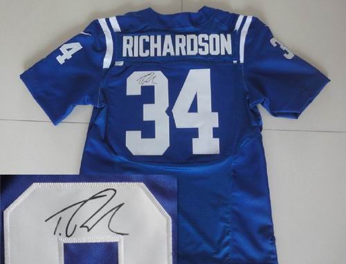 Nike Indianapolis Colts 34 # Trent Richardson Blue elite signature jerseys