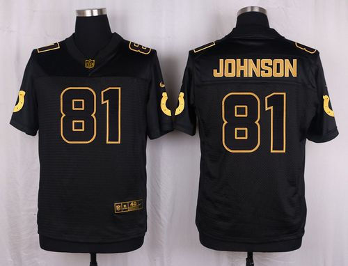 Nike Indianapolis Colts 81 Andre Johnson Black NFL Elite Pro Line Gold Collection Jersey