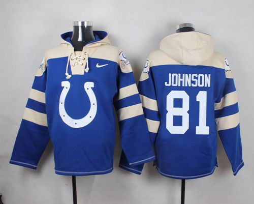 Nike Indianapolis Colts 81 Andre Johnson Royal Blue Player Pullover NFL Hoodie