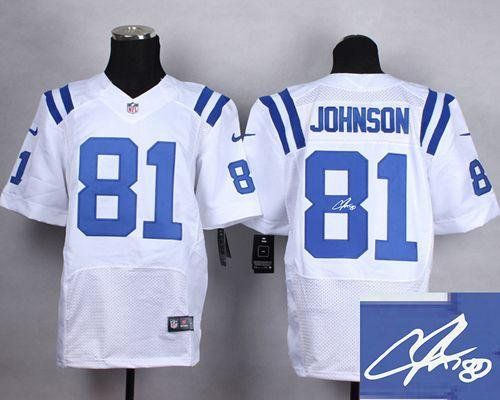 Nike Indianapolis Colts 81 Andre Johnson White NFL Elite Autographed Jersey