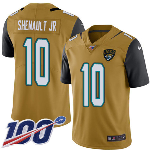 Nike Jaguars #10 Laviska Shenault Jr. Gold Men's Stitched NFL Limited Rush 100th Season Jersey