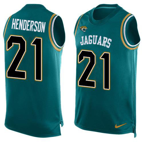 Nike Jaguars #21 C.J. Henderson Teal Green Team Color Men's Stitched NFL Limited Tank Top Jersey
