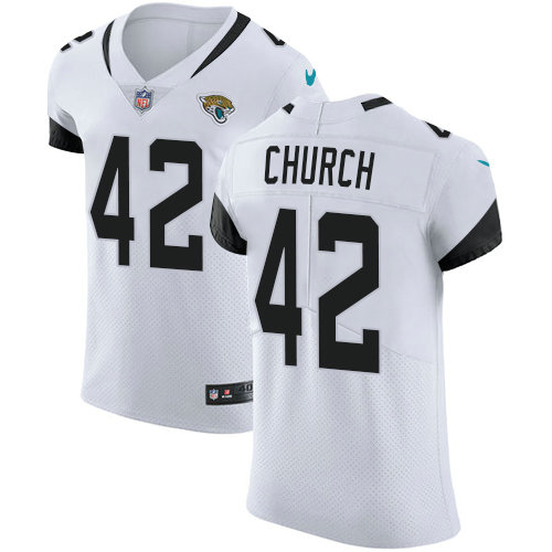 Nike Jaguars #42 Barry Church White Men's Stitched NFL Vapor Untouchable Elite Jersey