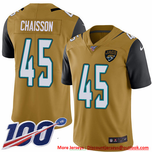 Nike Jaguars #45 K'Lavon Chaisson Gold Men's Stitched NFL Limited Rush 100th Season Jersey