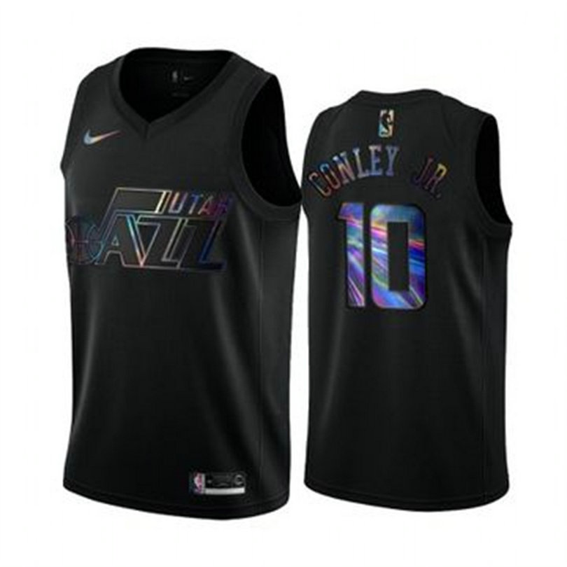 Nike Jazz #10 Mike Conley Jr. Men's Iridescent Holographic Collection NBA Jersey - Black