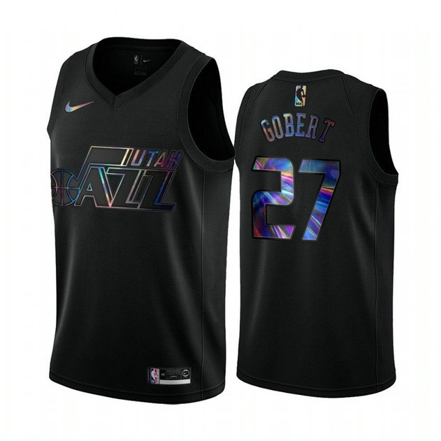Nike Jazz #27 Rudy Gobert Men's Iridescent Holographic Collection NBA Jersey - Black