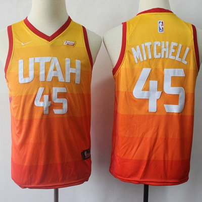 Nike Jazz #45 Donovan Mitchell Orange Youth NBA Swingman City Edition Jersey