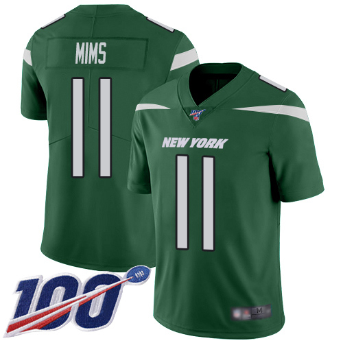 Nike Jets #11 Denzel Mim Green Team Color Men's Stitched NFL 100th Season Vapor Untouchable Limited Jersey