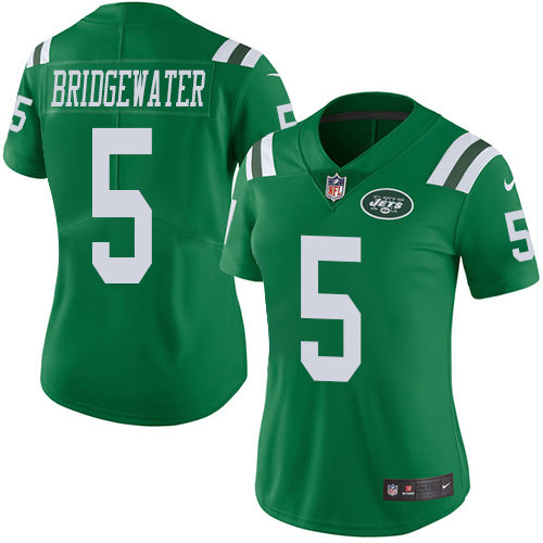 Nike Jets #5 Teddy Bridgewater Green Women's Stitched NFL Limited Rush Jersey