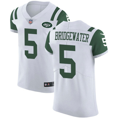 Nike Jets #5 Teddy Bridgewater White Men's Stitched NFL Vapor Untouchable Elite Jersey