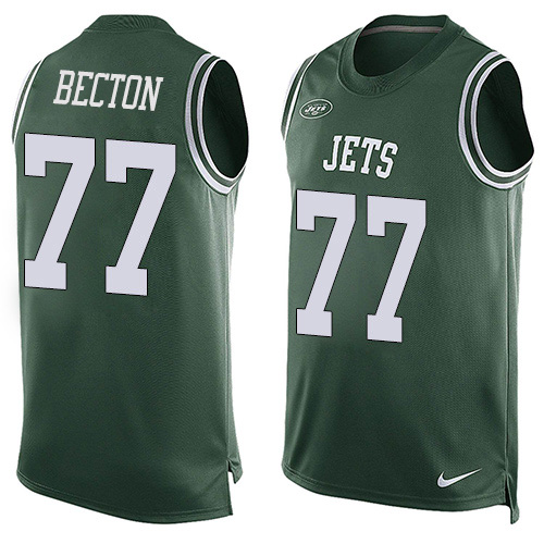 Nike Jets #77 Mekhi Becton Green Team Color Men's Stitched NFL Limited Tank Top Jersey