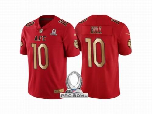 Nike Kansas City Chiefs #10 Tyreek Hill AFC 2017 Pro Bowl Red Gold Limited Jersey