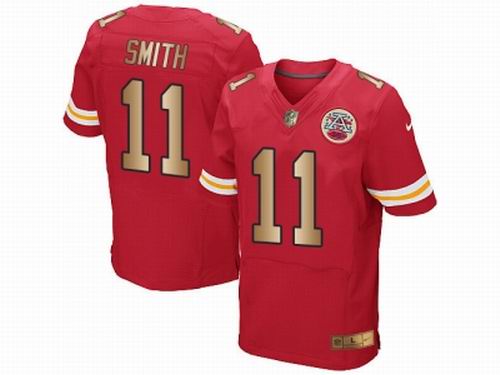 Nike Kansas City Chiefs #11 Alex Smith Red Elite Gold Jersey