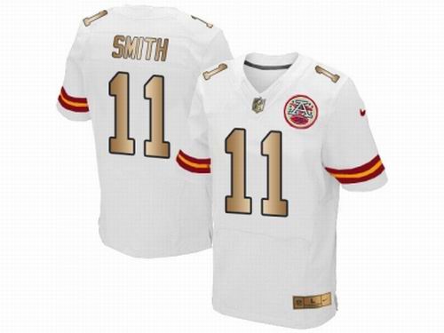 Nike Kansas City Chiefs #11 Alex Smith White Elite Gold Jersey