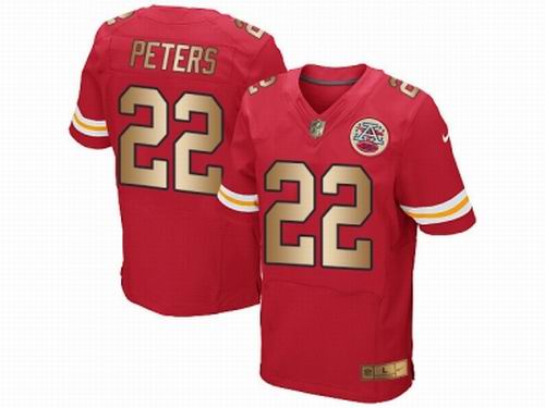 Nike Kansas City Chiefs #22 Marcus Peters Red Elite Gold Jersey