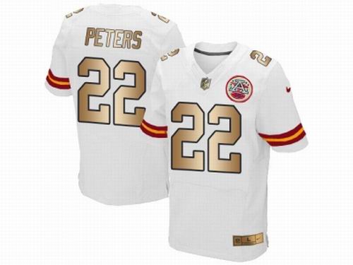 Nike Kansas City Chiefs #22 Marcus Peters White Elite Gold Jersey