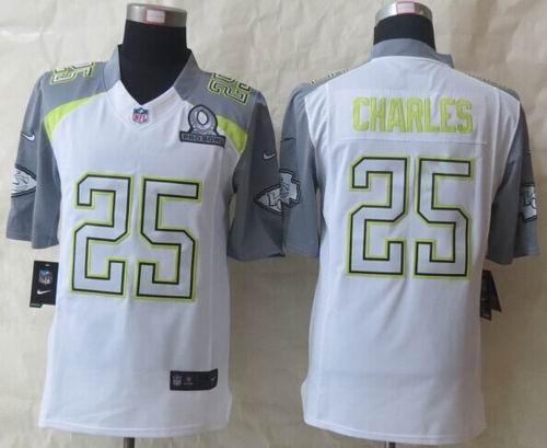 Nike Kansas City Chiefs #25 Jamaal Charles White 2015 Pro Bowl Elite Jersey