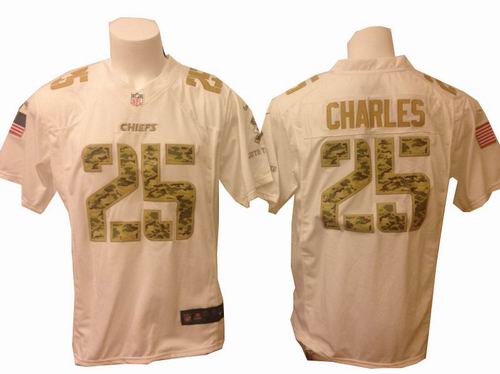 Nike Kansas City Chiefs #25 Jamaal Charles White Salute to Service Game jerseys