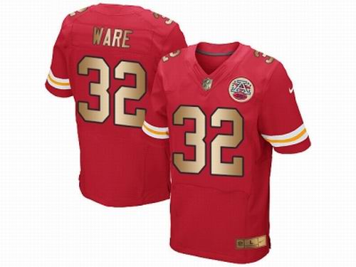 Nike Kansas City Chiefs #32 Spencer Ware Red Elite Gold Jersey