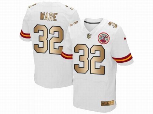 Nike Kansas City Chiefs #32 Spencer Ware White Elite Gold Jersey