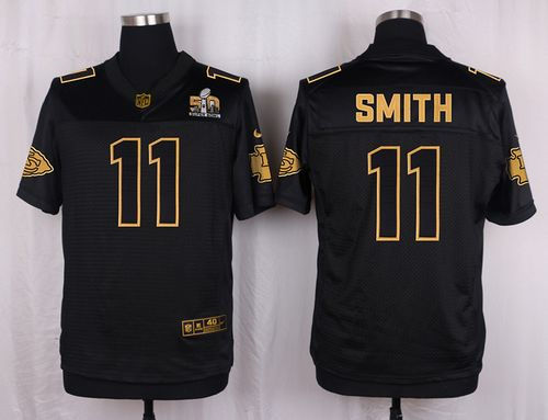 Nike Kansas City Chiefs 11 Alex Smith Black NFL Elite Pro Line Gold Collection Jersey
