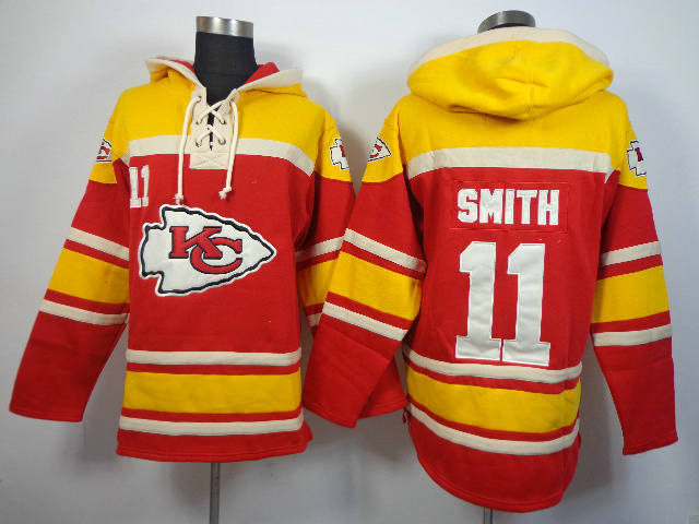 Nike Kansas City Chiefs 11 Alex Smith Red with yellow NFL hoodies