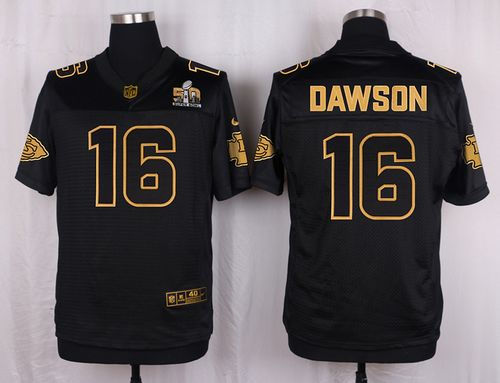 Nike Kansas City Chiefs 16 Len Dawson Black NFL Elite Pro Line Gold Collection Jersey