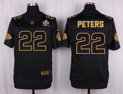 Nike Kansas City Chiefs 22 Marcus Peters Black NFL Elite Pro Line Gold Collection Jersey