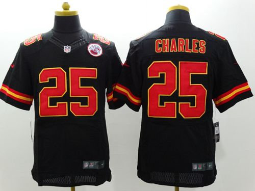 Nike Kansas City Chiefs 25 Jamaal Charles Black Alternate NFL Elite Jersey