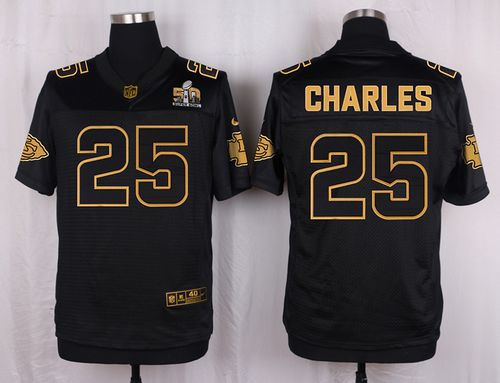 Nike Kansas City Chiefs 25 Jamaal Charles Black NFL Elite Pro Line Gold Collection Jersey