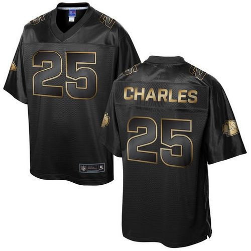 Nike Kansas City Chiefs 25 Jamaal Charles Pro Line Black Gold Collection NFL Game Jersey