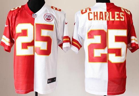 Nike Kansas City Chiefs 25 Jamaal Charles Red White Elite Split NFL Jerseys