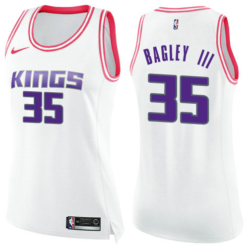 Nike Kings #35 Marvin Bagley III White Pink Women's NBA Swingman Fashion Jersey