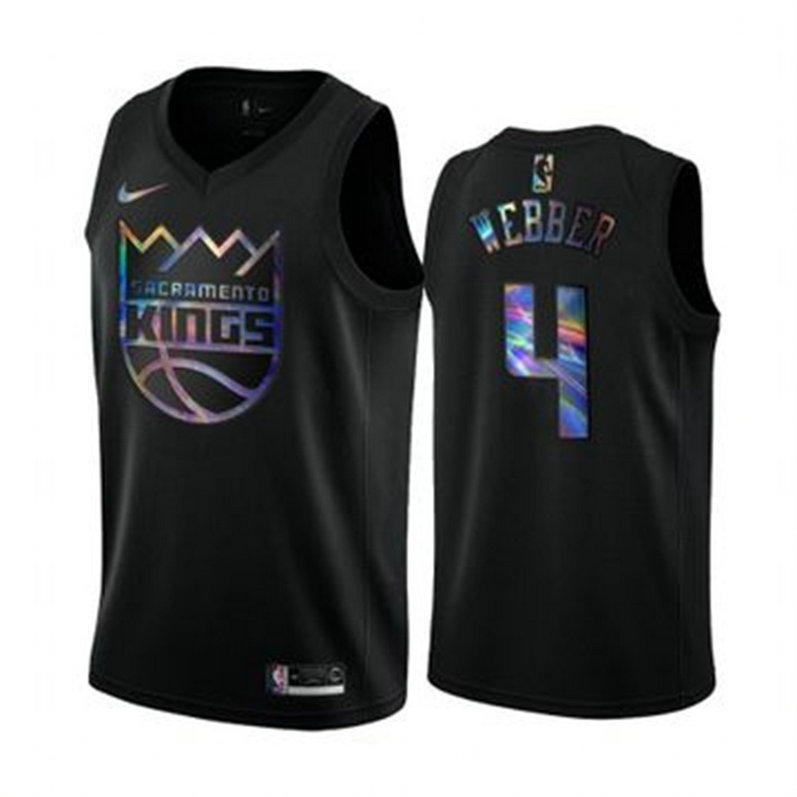 Nike Kings #4 Chris Webber Men's Iridescent Holographic Collection NBA Jersey - Black
