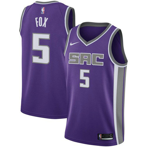 Nike Kings #5 De'Aaron Fox Purple NBA Swingman Icon Edition Jersey