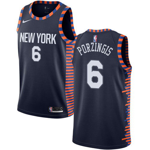 Nike Knicks #6 Kristaps Porzingis Navy NBA Swingman City Edition 2018 19 Jersey