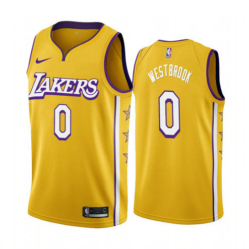 Nike Lakers #0 Russell Westbrook Youth Unveil 2019-20 City Edition Swingman NBA Jersey Yellow